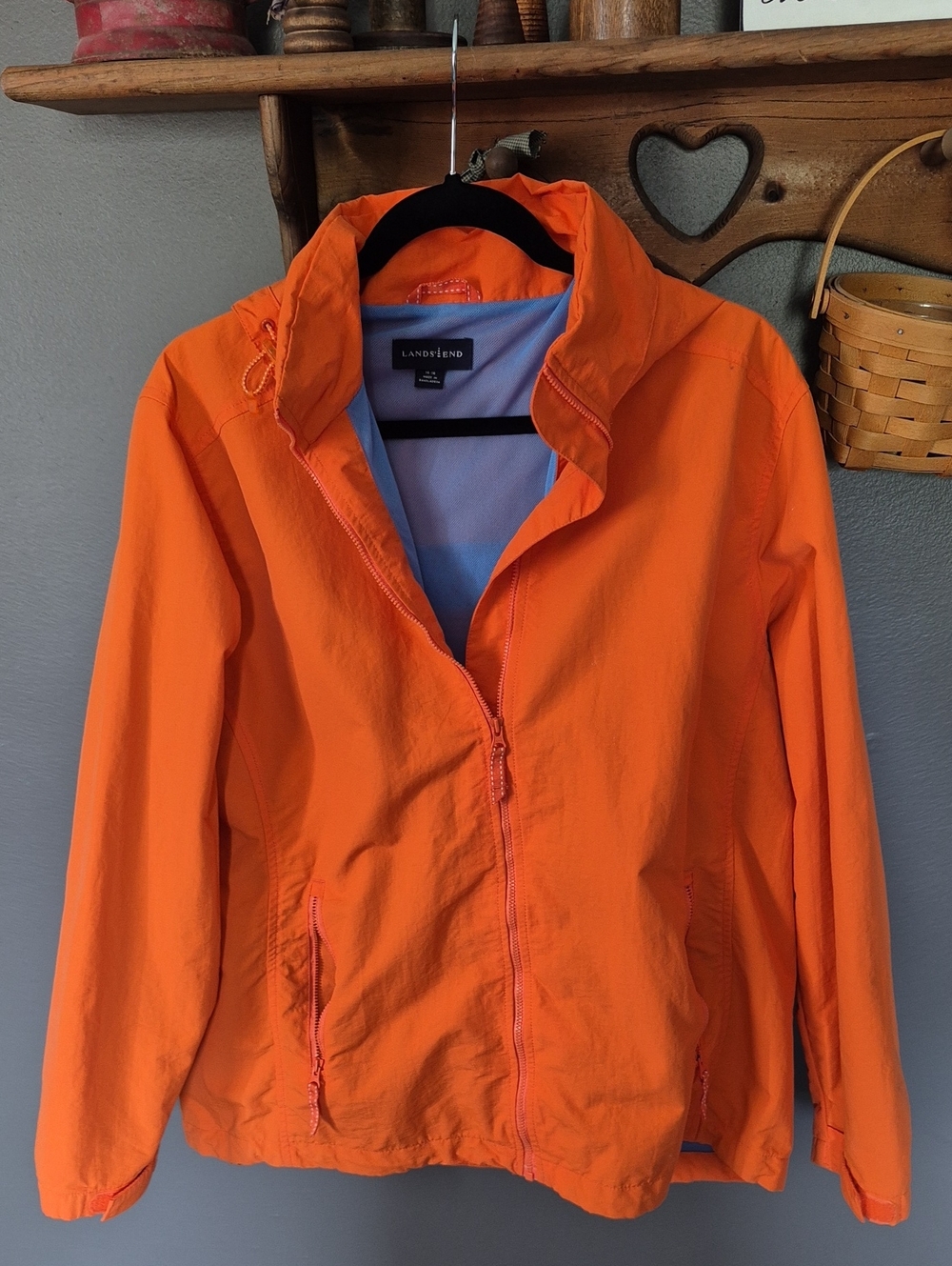 Lands' End Women's Vibrant Orange Zip-Up Bomber Jacket